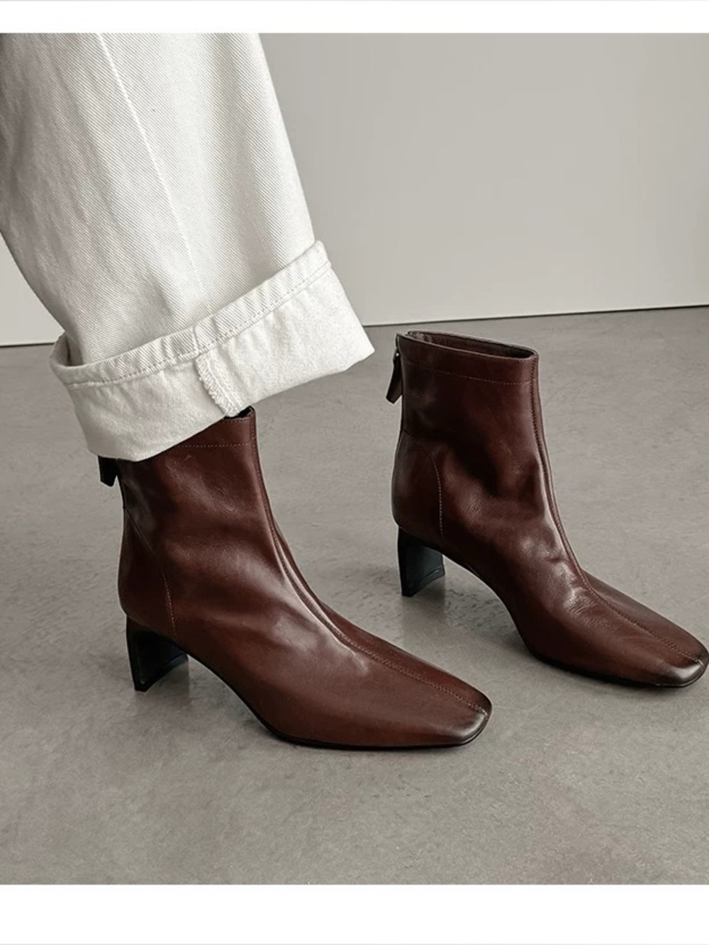 Elegant Burgundy Leather Ankle Boots